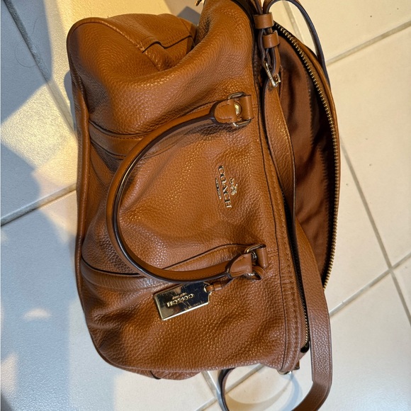 Coach Tan Leather Satchel with Gold Accents - Picture 2 of 4